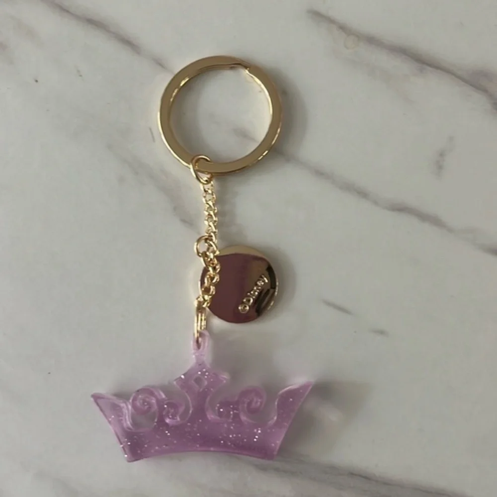 Disney Rapunzel princess Glittery Crown Keychain bag charm with Gold Accent